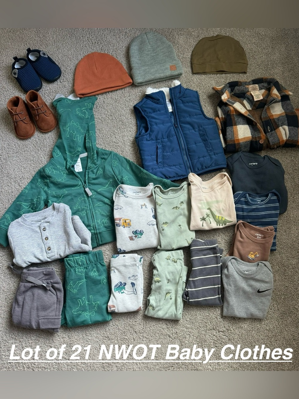 NWOT Lot of 21 Baby Clothes- Carter’s, etc.